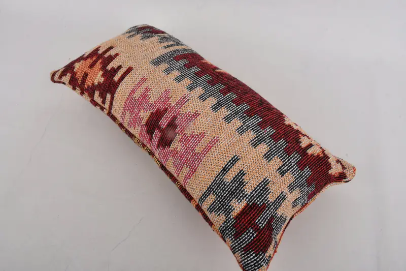 Home Decor Pillow, Gift Pillow, Armchair Pillow Cover, Boho Pillow, Wool Kilim Pillow Cushion, 10x20 Red Pillow Sham, Pillow Sham - 7