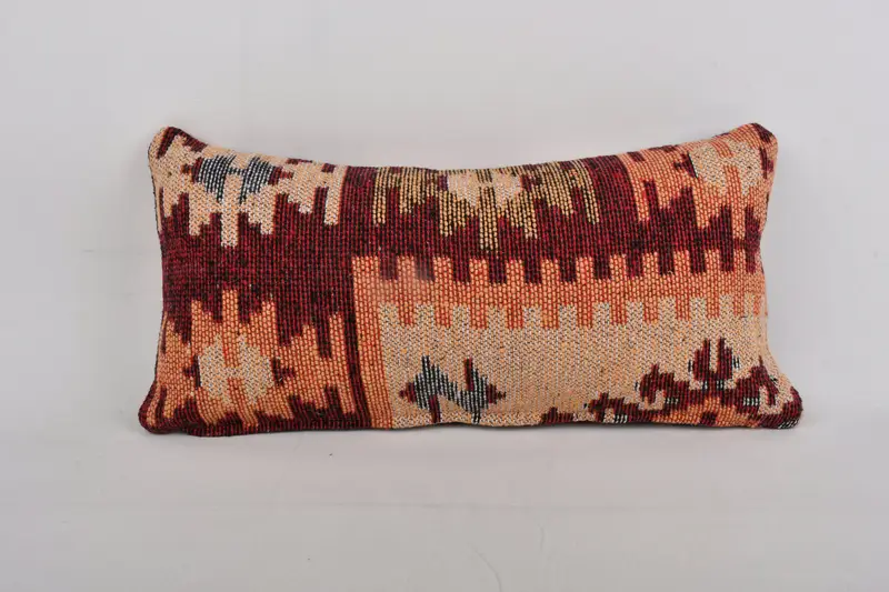 Home Decor Pillow, Gift Pillow, Armchair Pillow Cover, Boho Pillow, Wool Kilim Pillow Cushion, 10x20 Red Pillow Sham, Pillow Sham - 1