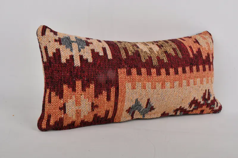 Home Decor Pillow, Gift Pillow, Armchair Pillow Cover, Boho Pillow, Wool Kilim Pillow Cushion, 10x20 Red Pillow Sham, Pillow Sham - 2