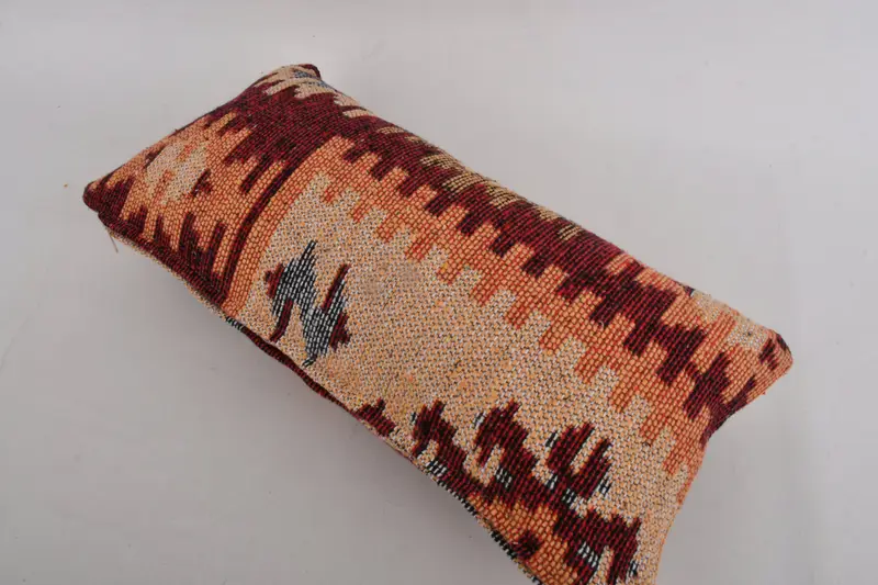 Home Decor Pillow, Gift Pillow, Armchair Pillow Cover, Boho Pillow, Wool Kilim Pillow Cushion, 10x20 Red Pillow Sham, Pillow Sham - 6