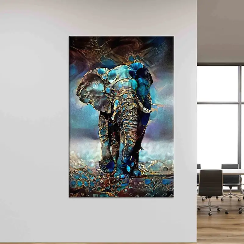 Blue Tones Elephant, Canvas Wall Art, Elephant Poster, Luxury Wall Art, Abstract Elephant Wall Art, Modern Wall Decor, Elephant Lover Gift, - 3
