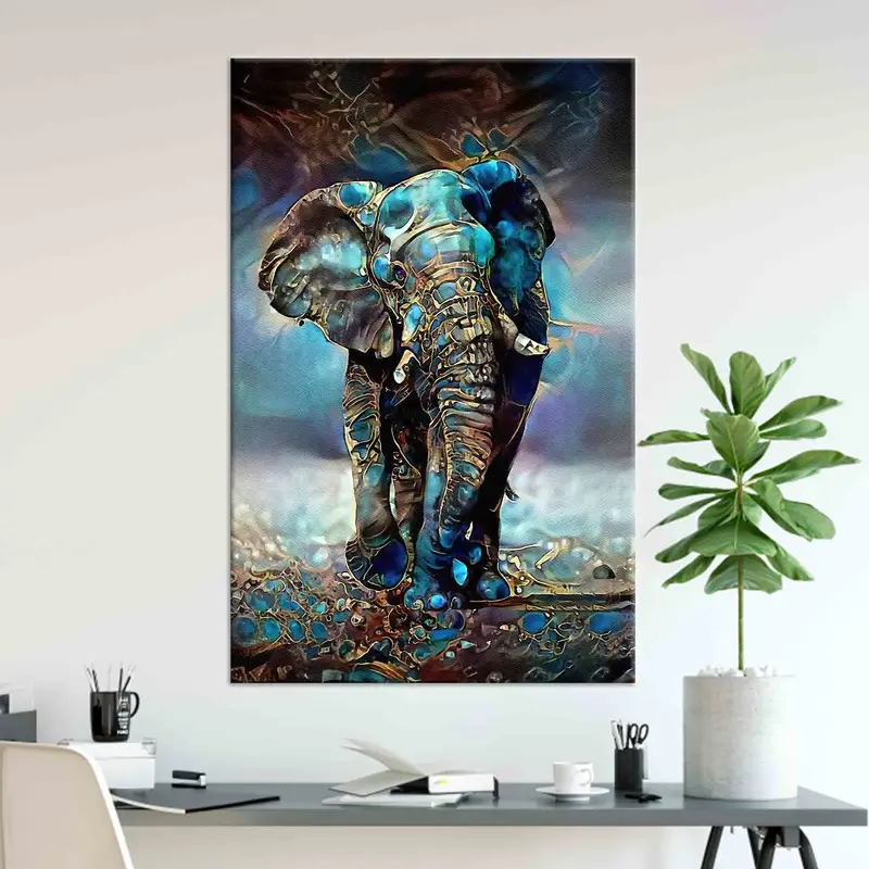Blue Tones Elephant, Canvas Wall Art, Elephant Poster, Luxury Wall Art, Abstract Elephant Wall Art, Modern Wall Decor, Elephant Lover Gift, - 4