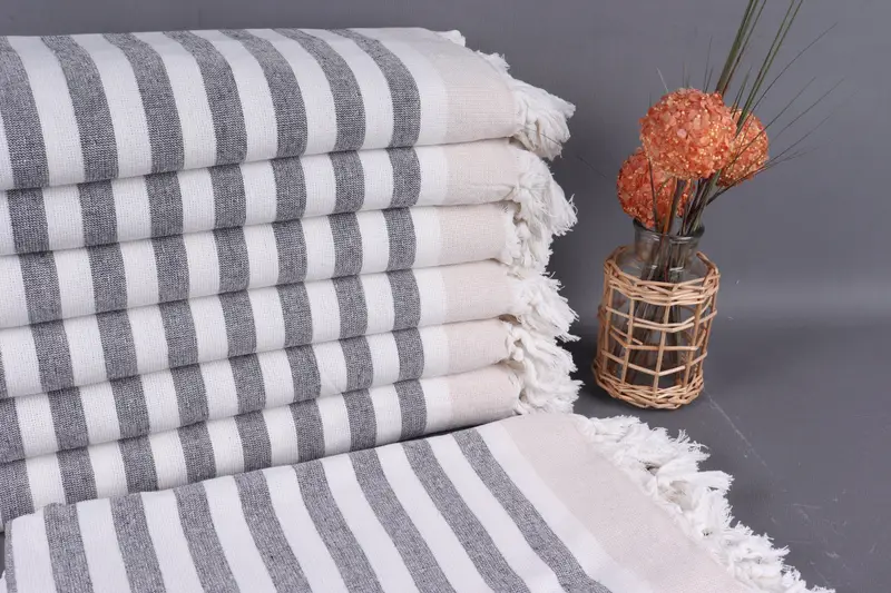 Toalla peshtemal a rayas de color rosa empolvado orgánico, 40 x 67 pulgadas