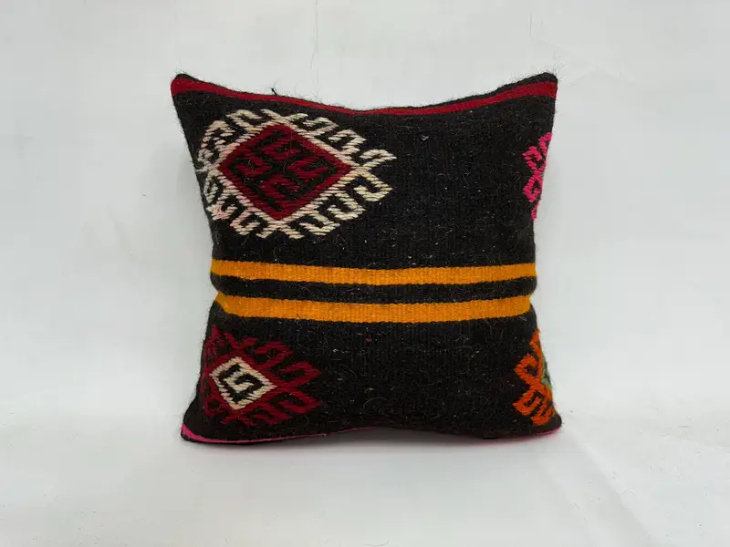 20x20 Brown Pillow Sham, Handmade Kilim Cushion, Pillow for Sofa, Accent Pillow Cover, Interior Designer Pillow, Pillow Cover, Tribal Pillow Cover - 1