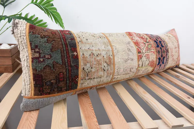 Anatolian Pillow Cover, 12x43 Rainbow Cushion Case, Kilim Pillow, Vintage Kilim Throw Pillow, Cushion Cover, Vintage Pillow, Ottoman Pillow - 4