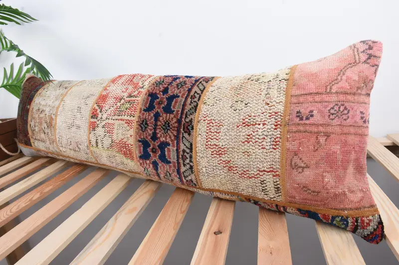 Anatolian Pillow Cover, 12x43 Rainbow Cushion Case, Kilim Pillow, Vintage Kilim Throw Pillow, Cushion Cover, Vintage Pillow, Ottoman Pillow - 5