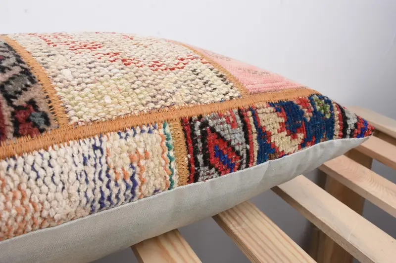 Anatolian Pillow Cover, 12x43 Rainbow Cushion Case, Kilim Pillow, Vintage Kilim Throw Pillow, Cushion Cover, Vintage Pillow, Ottoman Pillow - 7
