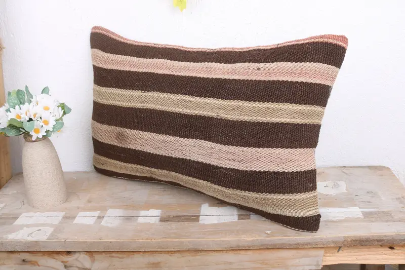 Boho Throw Cushion, Pillow Case, Kilim Pillow Cover, Antique Pillows, Decorative Throw Pillow Cover, 12x20 Beige Pillow Sham, Gift Pillow - 4
