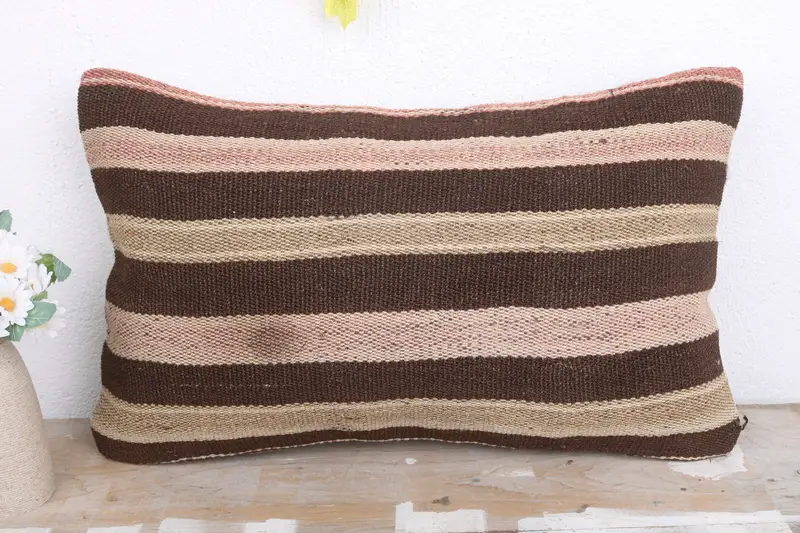Boho Throw Cushion, Pillow Case, Kilim Pillow Cover, Antique Pillows, Decorative Throw Pillow Cover, 12x20 Beige Pillow Sham, Gift Pillow - 2