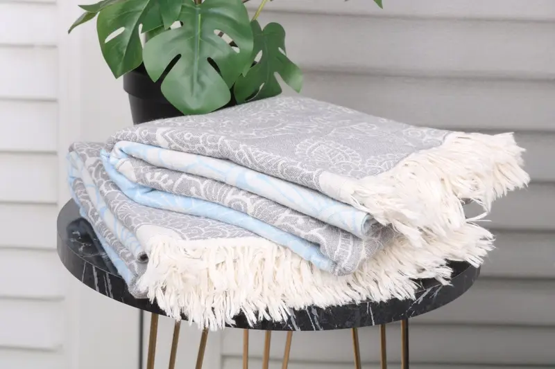 70x40 Cotton Geometric Towel, Custom Wedding Gift, Turkish towel, Fringed Turkish towel for poolside, Bridal Shower Gifts, Bridal Shower Gift - 4