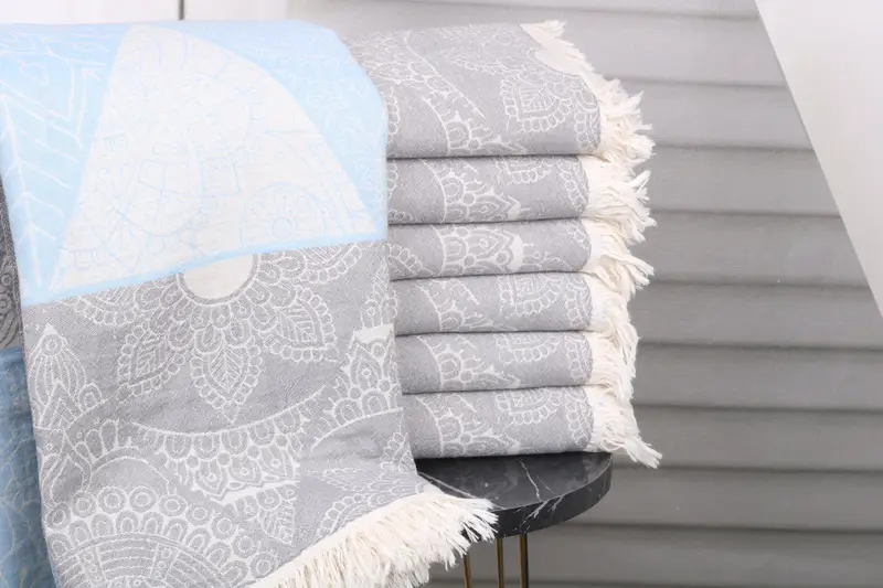 70x40 Cotton Geometric Towel, Custom Wedding Gift, Turkish towel, Fringed Turkish towel for poolside, Bridal Shower Gifts, Bridal Shower Gift - 2