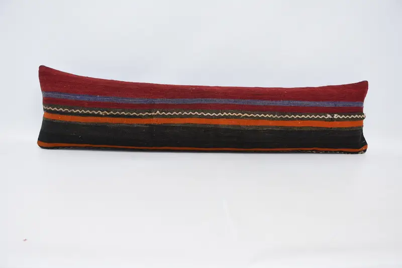 Gestreifter roter Kissenbezug, saisonales Dekor, antik, 30,5 x 119,4 cm, Euro-Kissenbezug - 1