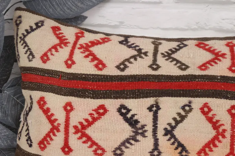 Ethnical Kilim Rug Pillow, Pillow Case, Vintage Pillow, Turkish Bench Cushion, 16x24 Beige Pillow Case, Handmade Kilim Cushion, Seat Cushion - 2