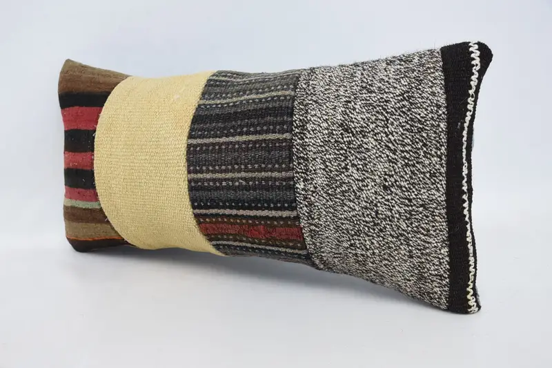 Pillow for Sofa, Cushion Case, Home Decor Pillow, Pastel Cushion Case, Kilim Cushion Sham, 12x24 Beige Cushion Case - 5