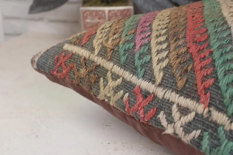 Cotton Cushion Case, Pillow for Couch, Cushion, Pillow for Sofa, 16x16 Red Pillow Sham, Hippie Throw Pillow Case, Vintage Kilim Pillow - 7