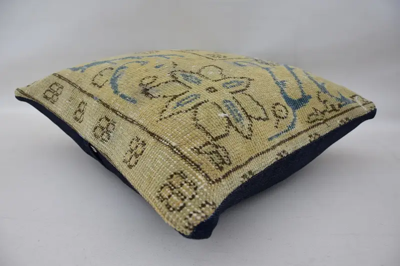 Turkish Pillow, Lounge Throw Cushion, 18x18 Beige Pillow Sham, One Of A Kind Pillow Case, Throw Kilim Pillow, Pillow Case, Turkish Kilim Pillow - 6