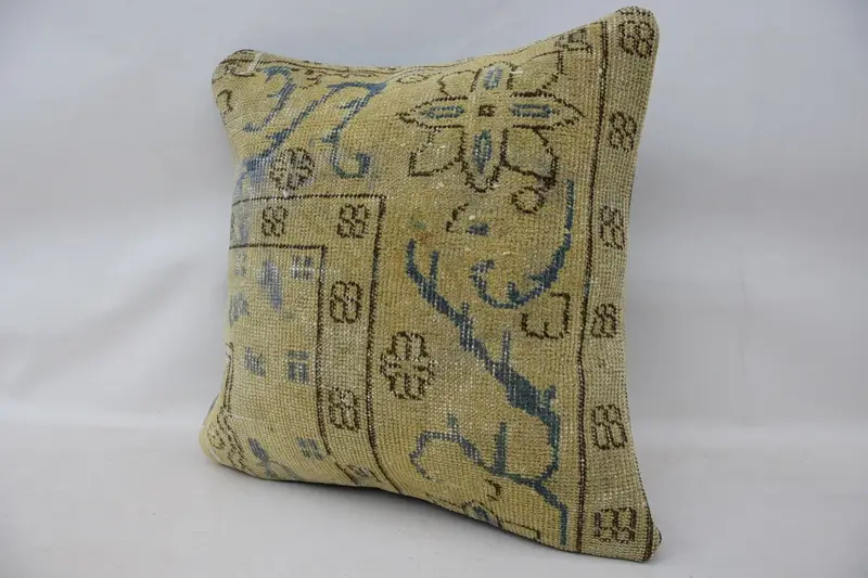 Turkish Pillow, Lounge Throw Cushion, 18x18 Beige Pillow Sham, One Of A Kind Pillow Case, Throw Kilim Pillow, Pillow Case, Turkish Kilim Pillow - 3