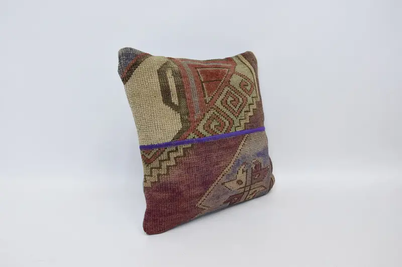Pillow for Couch, 16x16 Red Cushion Cover, Aztec Pillow, Cushion Cover, Nautical Throw Pillow Cover, Vintage Kilim Pillow, Ethnical Kilim Rug Pillow - 3
