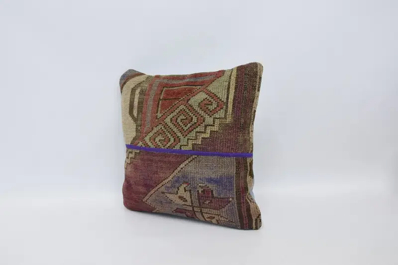 Pillow for Couch, 16x16 Red Cushion Cover, Aztec Pillow, Cushion Cover, Nautical Throw Pillow Cover, Vintage Kilim Pillow, Ethnical Kilim Rug Pillow - 4