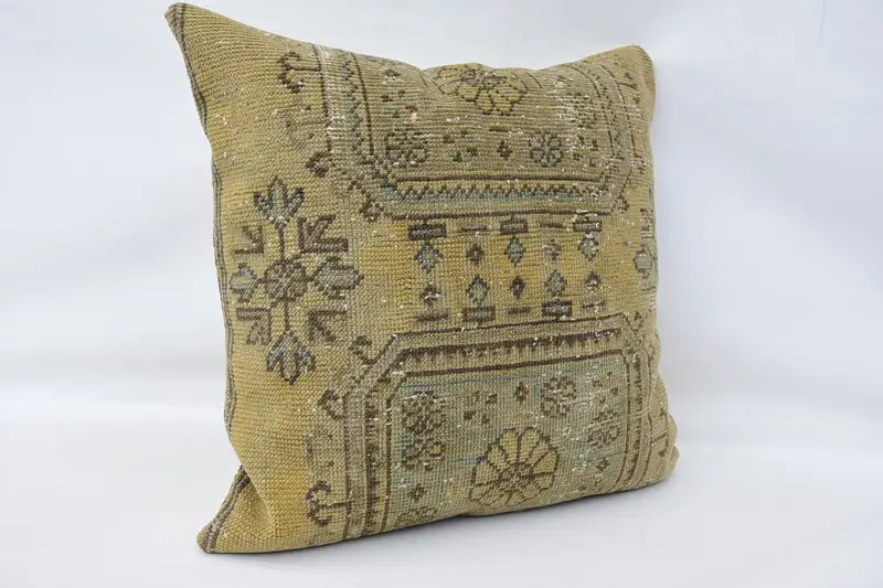 Pillow, 32x32 Beige Pillow Case, Vintage Throw Pillow Sham, Boho Pillow Sham Cover, Vintage Kilim Throw Pillow, Turkish Kilim Pillow - 3