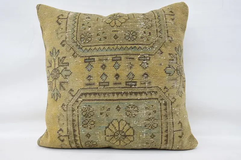 Pillow, 32x32 Beige Pillow Case, Vintage Throw Pillow Sham, Boho Pillow Sham Cover, Vintage Kilim Throw Pillow, Turkish Kilim Pillow - 4