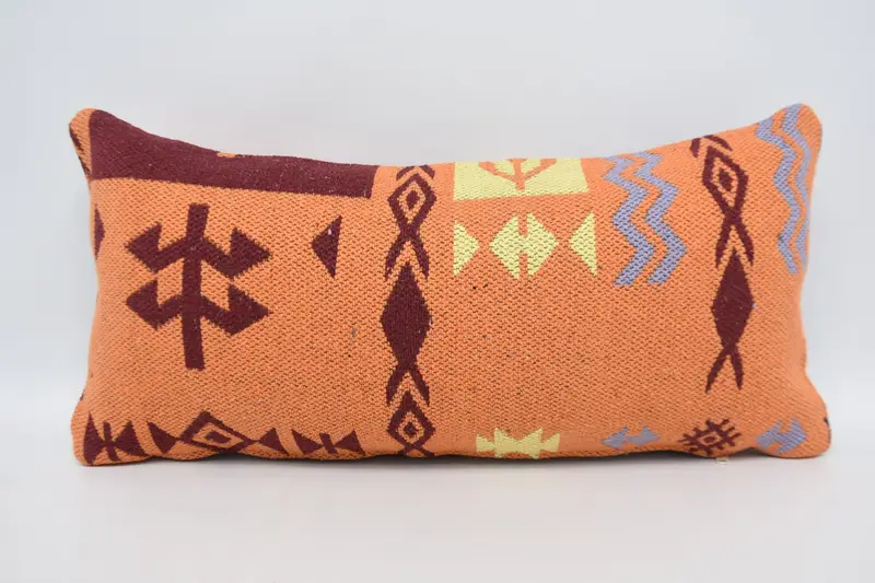 Accent Throw Cushion Case, Kilim Pillow, Pillow Case, Pillow for Couch, Christmas Pillow Cover, 12x24 Red Pillow Sham, Antique Pillows - 5