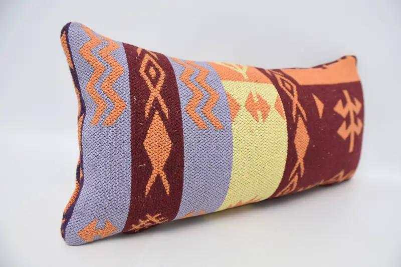 Accent Throw Cushion Case, Kilim Pillow, Pillow Case, Pillow for Couch, Christmas Pillow Cover, 12x24 Red Pillow Sham, Antique Pillows - 3