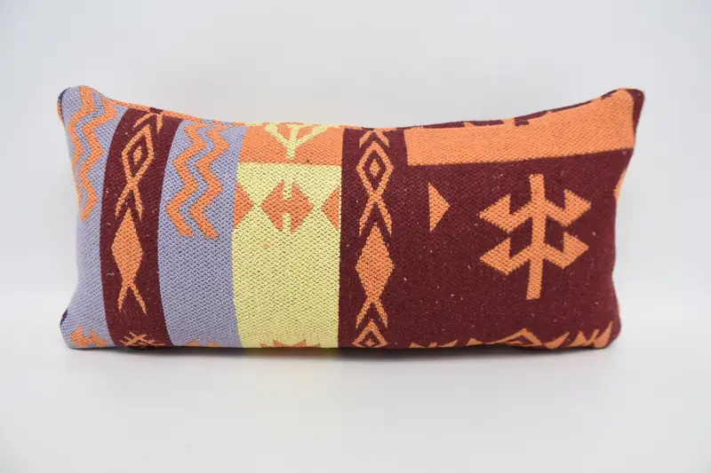 Accent Throw Cushion Case, Kilim Pillow, Pillow Case, Pillow for Couch, Christmas Pillow Cover, 12x24 Red Pillow Sham, Antique Pillows - 1