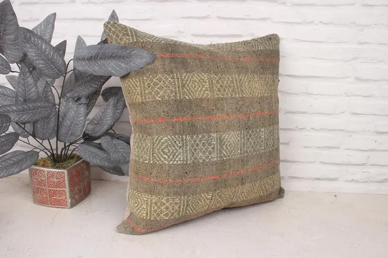Boho Pillow, 20x20 Yellow Pillow Cover, Kilim Cushion Sham, Pillow for Couch, Cozy Throw Pillow Cover, Pillow Cover, Toss Cushion Cover - 3