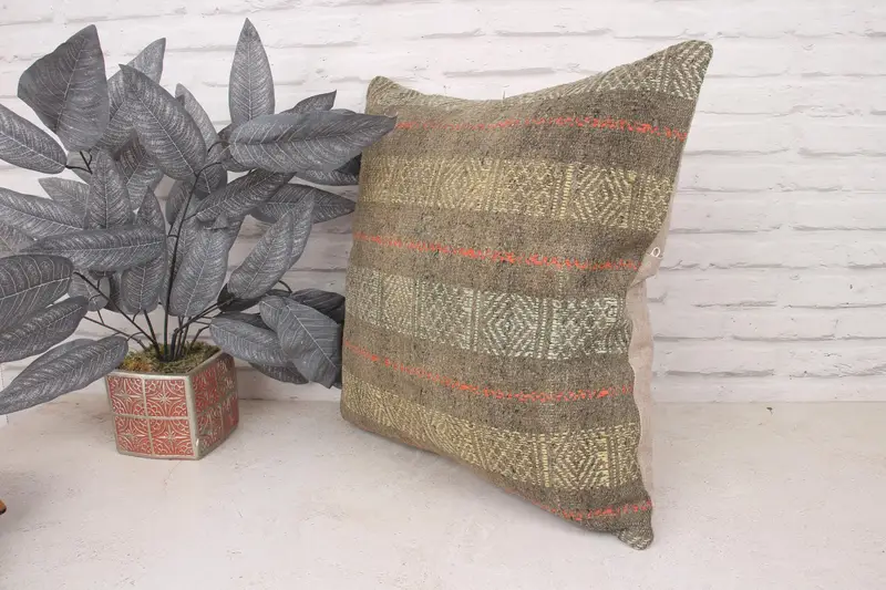 Boho Pillow, 20x20 Yellow Pillow Cover, Kilim Cushion Sham, Pillow for Couch, Cozy Throw Pillow Cover, Pillow Cover, Toss Cushion Cover - 4