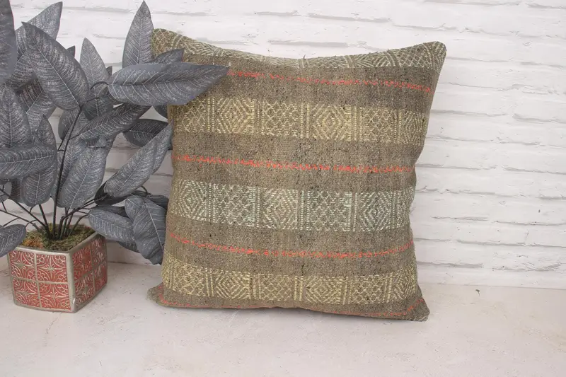 Boho Pillow, 20x20 Yellow Pillow Cover, Kilim Cushion Sham, Pillow for Couch, Cozy Throw Pillow Cover, Pillow Cover, Toss Cushion Cover - 1