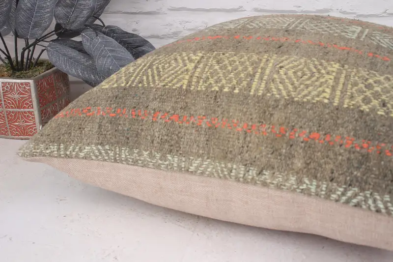 Boho Pillow, 20x20 Yellow Pillow Cover, Kilim Cushion Sham, Pillow for Couch, Cozy Throw Pillow Cover, Pillow Cover, Toss Cushion Cover - 6