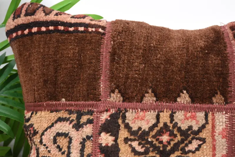 Vintage Kilim Pillow Cushion, Bed Pillow, Handmade Pillow Case, Boho Pillow, 18x18 Brown Cushion, Pillow Cover, Pillow for Sofa, Antique Pillows - 2