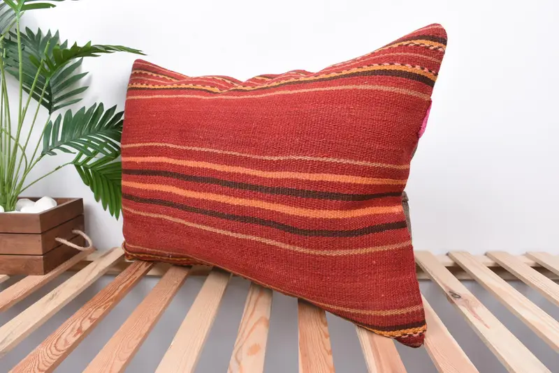Turkish Rugs Pillow Sham, Office Chair Pillow, Turkish Pillow, 20x28 Red Pillow Cover, Pillow Cover, Floor Pillow, Turkish Kilim Pillow, Gift Pillow - 5
