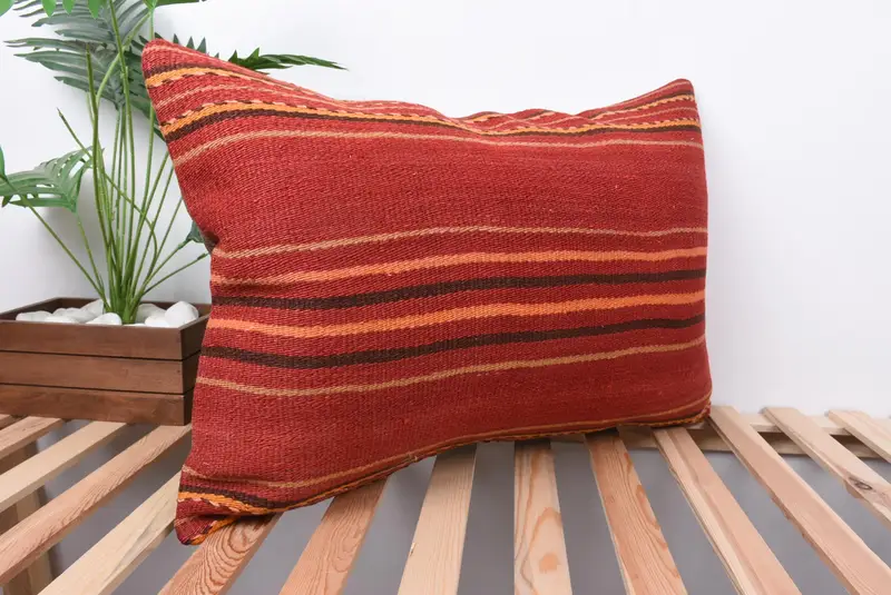 Turkish Rugs Pillow Sham, Office Chair Pillow, Turkish Pillow, 20x28 Red Pillow Cover, Pillow Cover, Floor Pillow, Turkish Kilim Pillow, Gift Pillow - 4