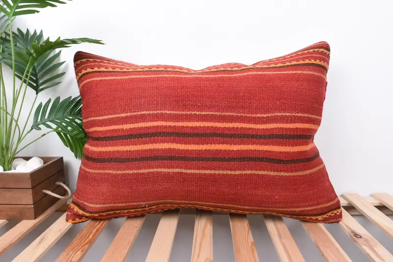 Turkish Rugs Pillow Sham, Office Chair Pillow, Turkish Pillow, 20x28 Red Pillow Cover, Pillow Cover, Floor Pillow, Turkish Kilim Pillow, Gift Pillow - 1