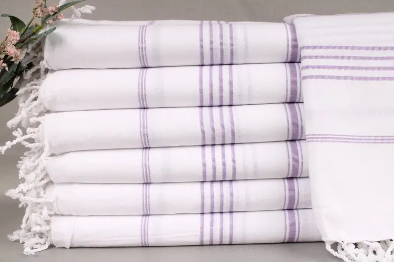 Personalized Turkish Towel Monogrammed Light Purple Stripes, 40x71 Inches