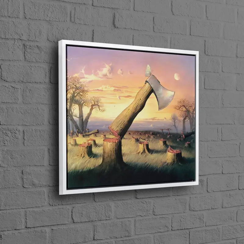 抽象的なモダンなキャンバス: ウラジミール・クシュによる赤い木の切断