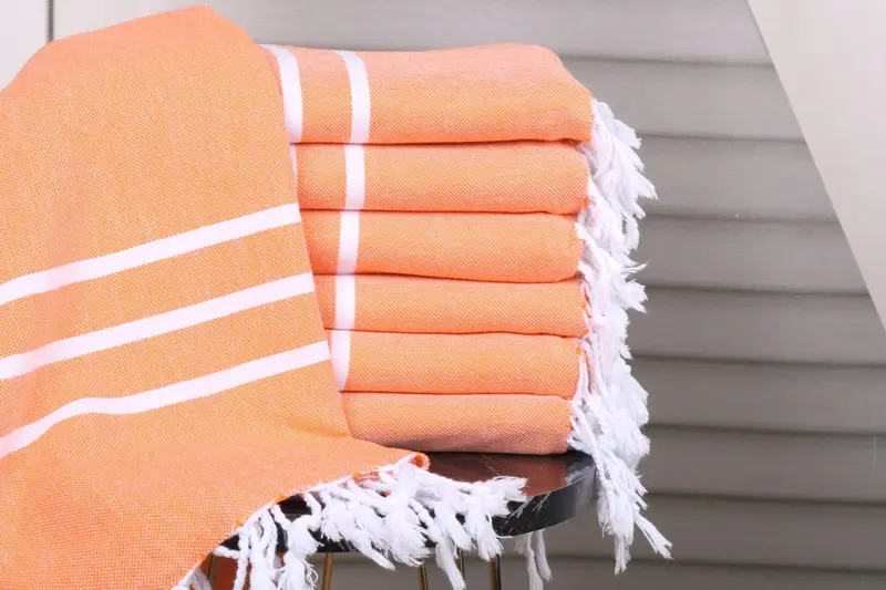 Bulk Beach Towel Monogram Orange Striped 40x71 Inches