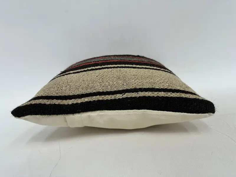 Ethnical Kilim Rug Pillow, Turkish Kilim Pillow, Handmade Rug Seat Pillow Case, Kilim Cushion Sham, 14x14 Brown Pillow Sham, Pillow Case - 5