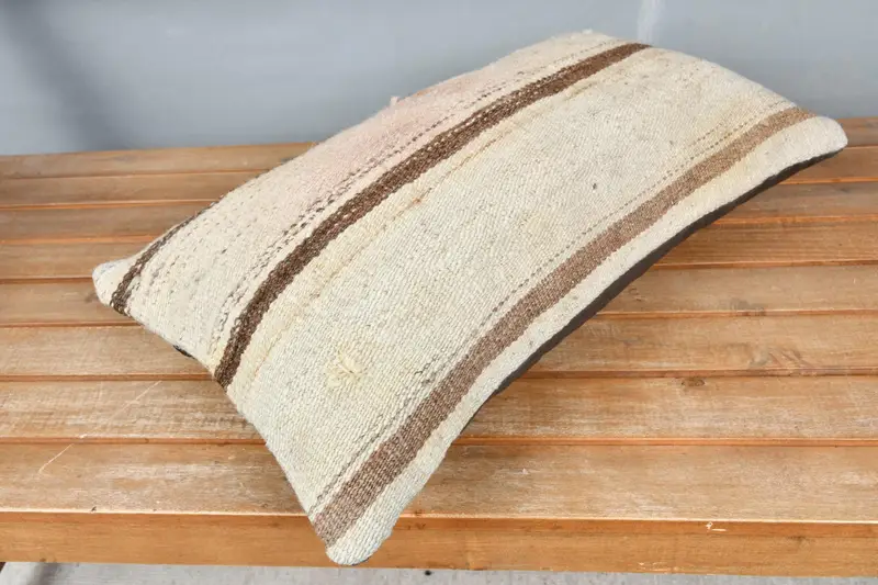 Chair Cushion Case, 12x20 Beige Pillow Case, Boho Pillow Sham Cover, Turkish Pillow, Pillow Case, Vintage Pillow, Decorative Cushion - 2