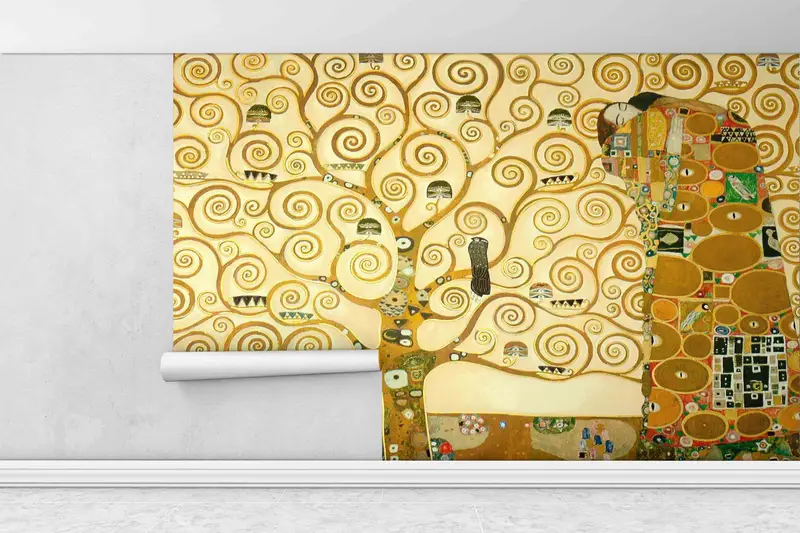 Gustav Klimt Wandabziehbilder, Baumleben Wandbild, Schichtpapierkunst, Klimt Der Baum des Lebens Papierhandwerk, berühmter Wanddruck, Dekor für Wand, - 1