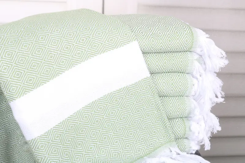 Personalized Turkish Towel Light Khaki Green Cotton 40x71 Inches