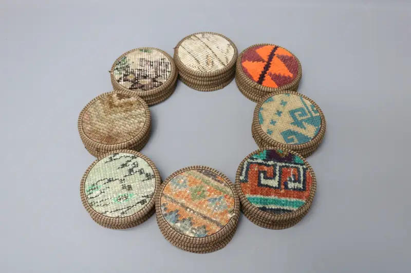Bohemian Pattern Round Coaster, Durable 5x5 inches Wool Coaster