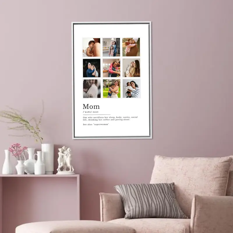 Modern Custom Photo Collage Canvas Print, Personalized Family Memory Wall Art, Perfect Gift for Mom - 1