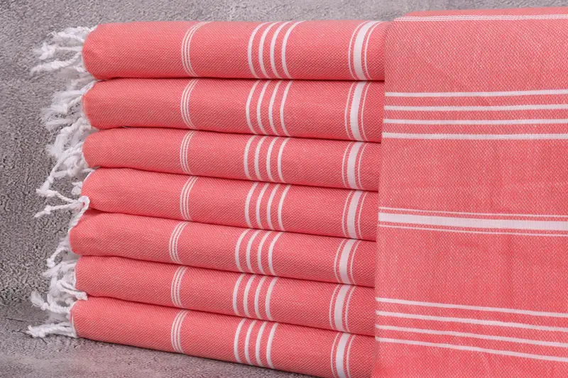 トルコ製バスタオル オーガニック ベージュ ストライプ 40x71 インチ