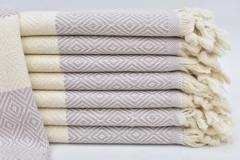 Custom Hand Towel Turkish Cotton Lilac Diamond, 36x20 Inches