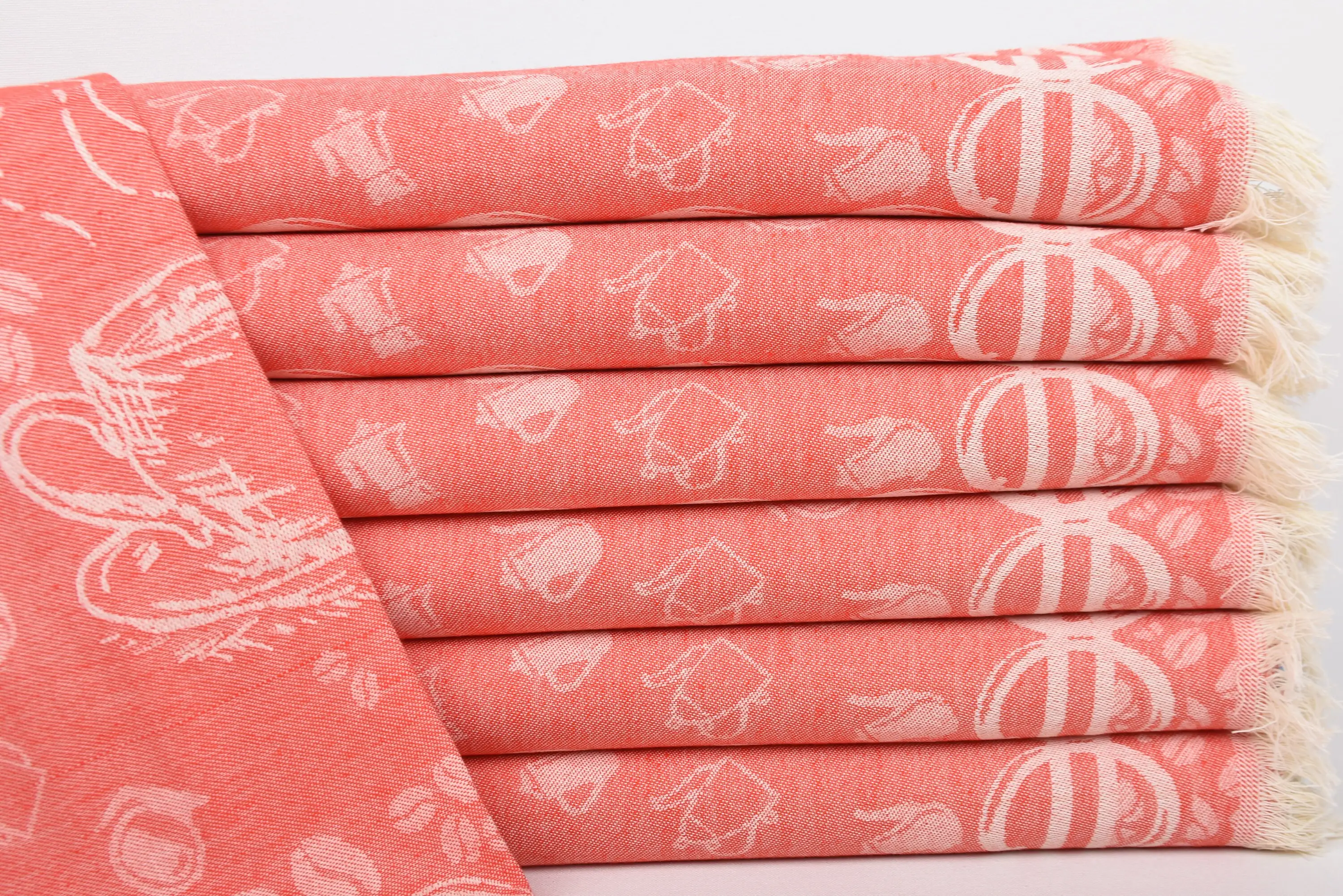 Bridal Shower Gift Red Coffee Patterned Tea Towel, 28x20 Inches - 1