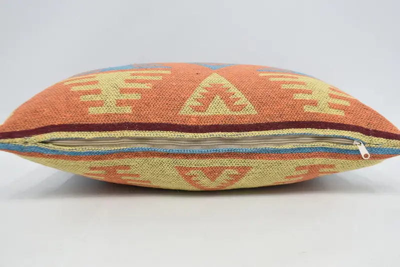 Bolster Throw Pillow Cover, Pillow Sham, Vintage Kilim Pillow, 16x24 Blue Cushion Case, Throw Kilim Pillow, Handmade Kilim Cushion - 6