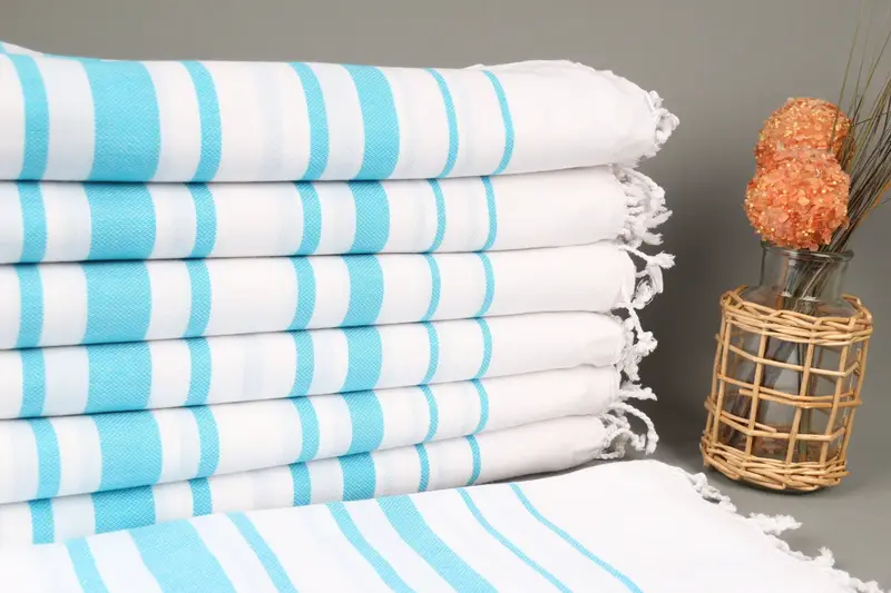 Personalized Blue Striped Turkish Beach Towel, 40x71 Inches